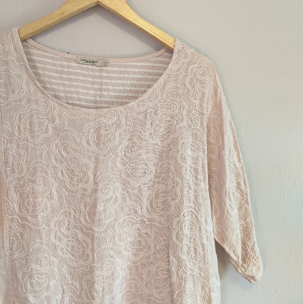 Linen Made in Italy Embroidered Blouse